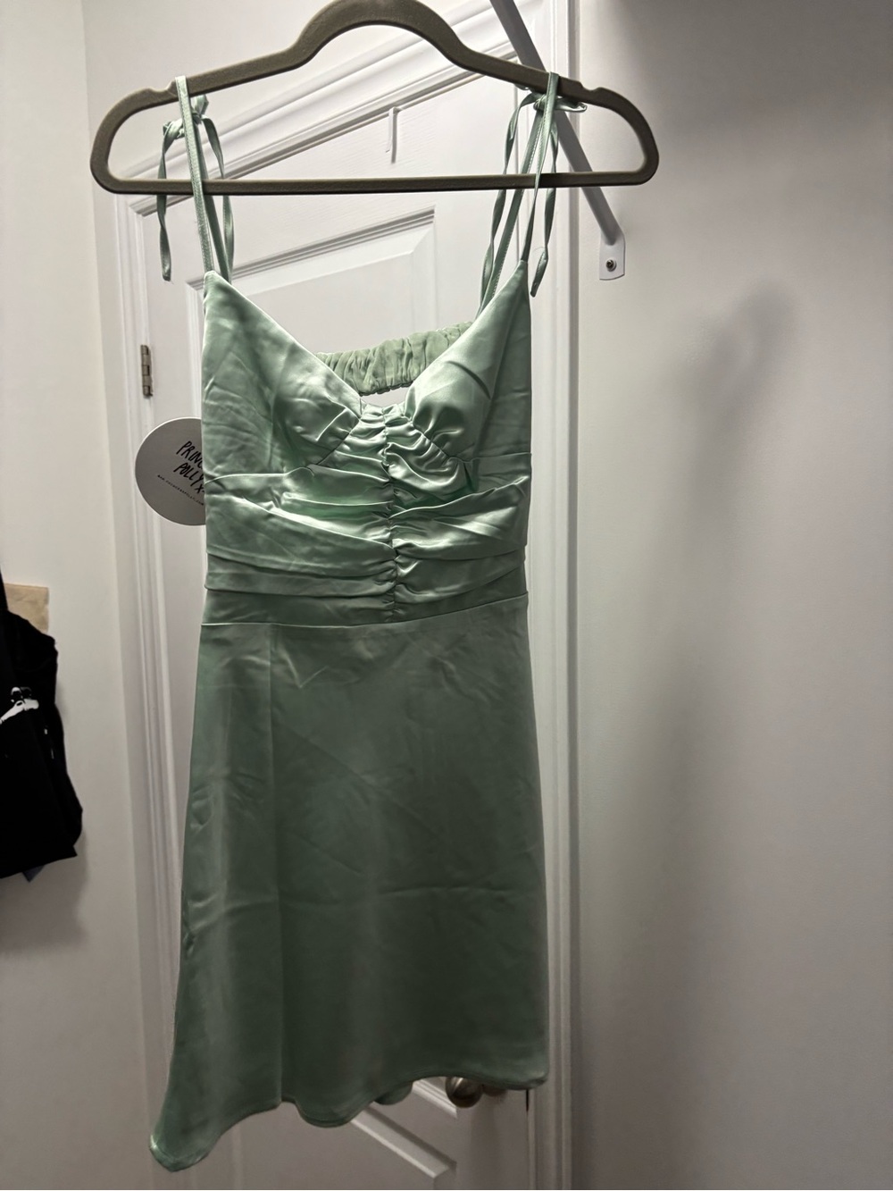 Princess Polly Mint Green Satin Ruched Slip Dress